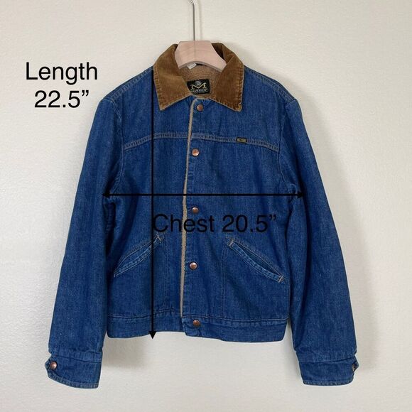 Vintage 60's-70's Maverick Denim Bluebell Sherpa Lined Jacket Mens Chore Coat - Picture 3 of 17
